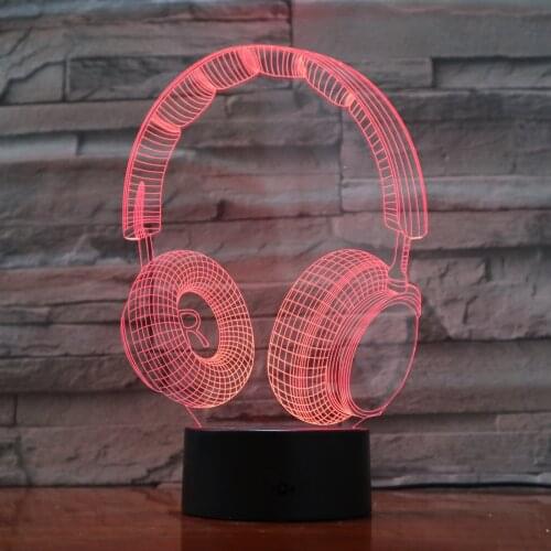 Head Phone Music Headset Design Touch Table Lamp 7 /16 Colors Changing Desk Lamp 3D Lamp Novelty Night Lights USB Light 3D-962