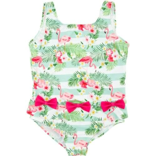 Kavkas Kids Girls Swimsuit Bow Cute Animal Printed One Piece Summer Chilren Swimwear 1-6 Years Infant Bath Swimming