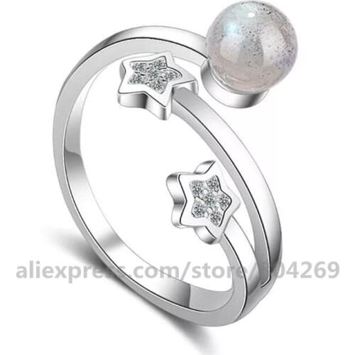 Japan And Korea Style Moonstone Opening Ring Hot Selling Fashion Women Finger Ring Jewelry Accessories Ring For Women