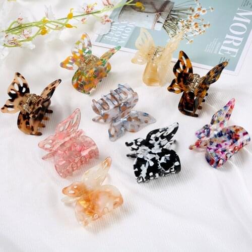Hot Sale Fashion Butterfly Marbled Catch Claw Acetate Plate Ins Hair Accessories Shark Clip Bath Ponytail Hair Catch for Wpmen