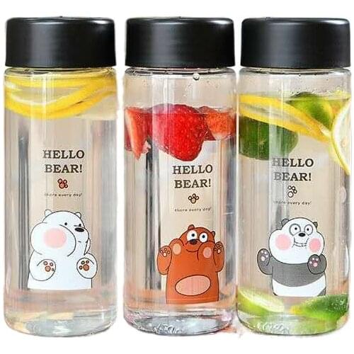 600ml Frosted Transparent Letter Plastic Water Bottle Student Simple Sports Summer Portable Couple Cup with Bag