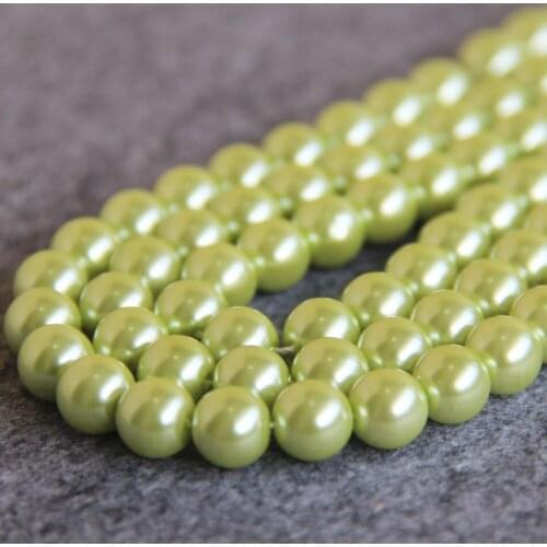 Fashion beautiful 10mm Light Green Shell glass beads DIY gift for women beads 15inch 2pc/lot Jewelry making design Wholesale