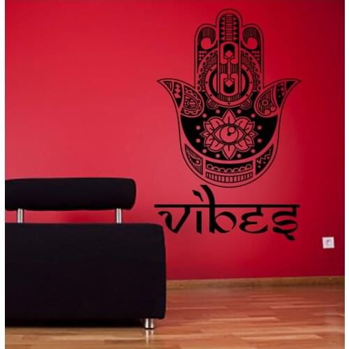 Pray For Health Symbol Lotus Eye Hamsa Hand Wall Sticker Home Decor Vinyl Removable Self Adhesive Decals