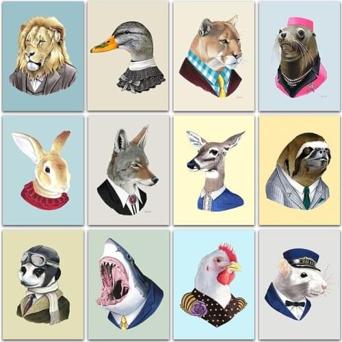 5D DIY Diamond Painting Kit Paint Cartoon Animals LIon rabbit Fox butterfly Full Square&Round embroidery mosaic Cross stitch