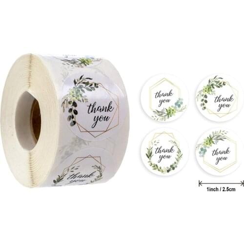 Flowers Thank You Sticker Paper Labels Round Reward scrapbooking Stickers Wedding Party decor Envelope Seals Stickers Stationery