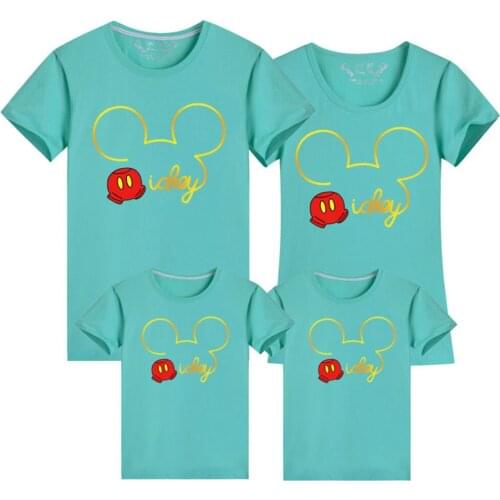Disney Family Matching Tshirt Mommy And Me Tshirts Mickey Harajuku Cartoon Short Sleeve Kid Girls Boys Clothes Tee Tops Dropship