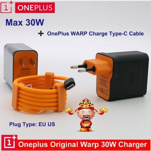 Oneplus 8 Charger Original 30W Warp Charger Dash Charge Oneplus 7T Pro 7 6T 6 5T 5 3T 3 Smartphone Fast Chargingr USB Type Cable