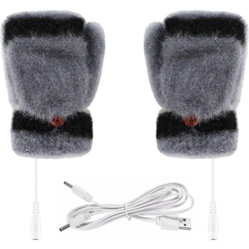 Heated Gloves Plus Cashmere Full&half Finger Laptop Women Usb Heated Mitten Winter Warm Knit Hand Gloves Зимние Перчатки Мужские