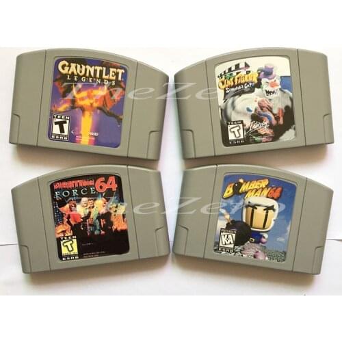 Gauntlet Legends Clay Fighter Fighting Force Bomberman English Video Game for 64 Bit Game Console NTSC Version Cartridge Card