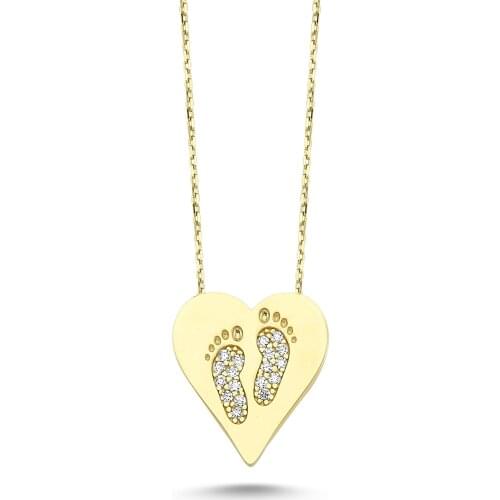 14k Gold and Footprint Design Pendant, Necklace