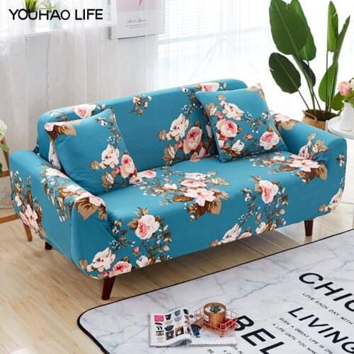 All-Inclusive Stretch Printed Sofa Cover for Living Room 1 2 3 4 Seater, Colored Flowers,Non-Slip,Chaise Longue Couch Slipcover