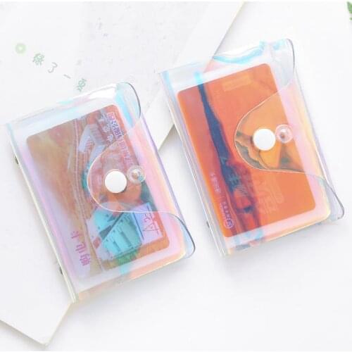 Transparent Laser PVC Credit Card Holder Women Card Case Organizer Wallet Fashion Clear Passport Cards Storage Bags SN200