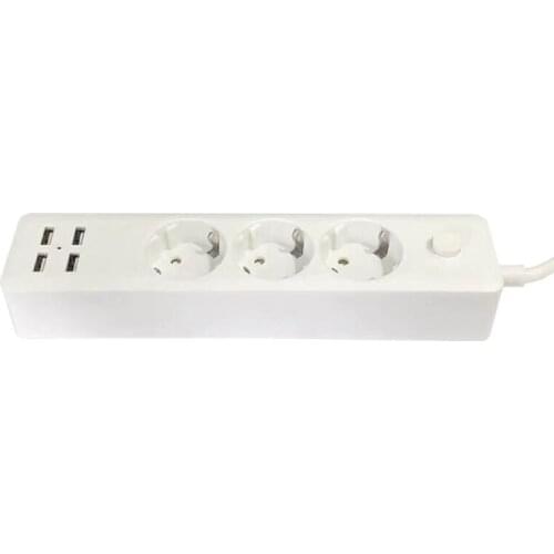 EU Power Strip Socket 2500w with 4 USB Charging Ports Outlet 5V 2.3A Home Plug