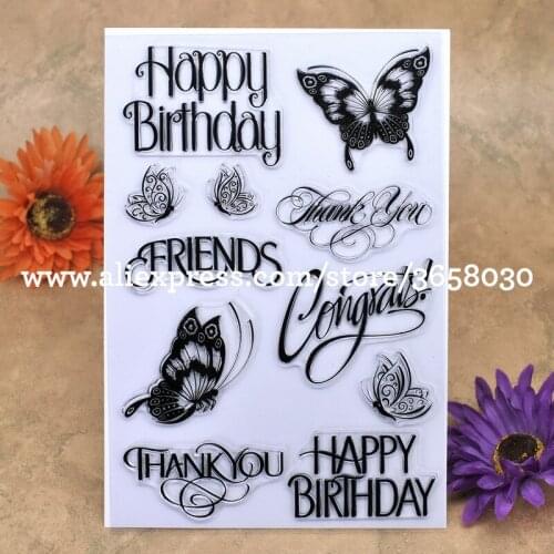 Happy Birthday friends Thank You Scrapbook DIY photo cards account rubber stamp clear stamp transparent stamp 16x23cm 8052693