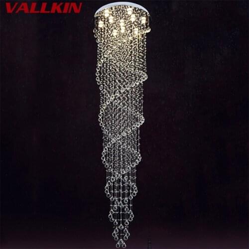 Modern Crystal LED Pendant Light Luxury Double Helix Design Stairs Hallway Suspension Crystalline Lights Indoor Decorative Lamp