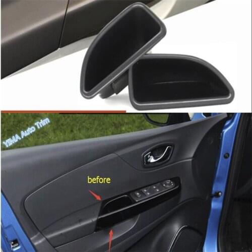 Lapetus Car Styling Front Door Armrest Storage Pallet Container Box Cover Interior Trim 2 Pcs For Renault Captur 2014 2015 2016
