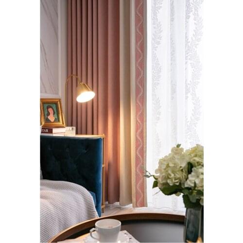 TT Customized Curtain Bedroom Shading Chenille Modern Simple and Light Luxury Bay Window Size Can Consult Customer Service