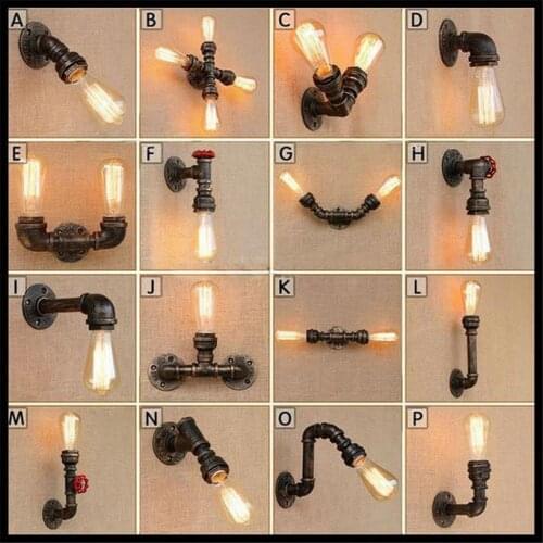 Steam punk Loft Industrial iron rust Water pipe retro wall lamp Vintage E27 sconce lights steampunk house lighting fixtures luz