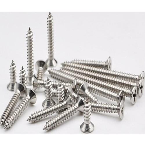 High Quality 300PCS/lot 304 Stainless steel Self-tapping Screws Phillips Screws Counter-sunk Wood Screws Fasteners Hardware
