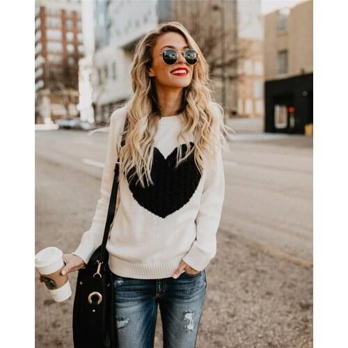 New Loose Office Lady Commuter Pullover Round Neck Sweater Love Ins Fashion Sweater Female