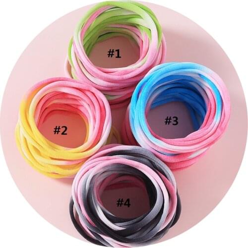 10pcs/set Tie Dye Super Soft Seamless Nylon Headbands Skinny Elastic Hair bands Baby Headband Toddler Baby Girl Hair Accessories