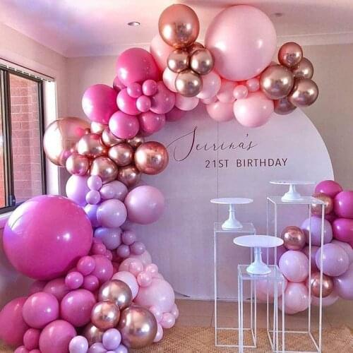 126pcs/Set Pink Chrome Rose Gold Balloon Garland Arch Kit For Wedding Baby Shower Birthyday Ballon Anniversaire Party Decoration