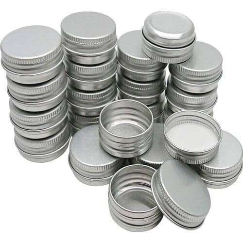 50Pcs 5g 10g 15g 20g 30g 50g Empty Silver Aluminum Tins Cans Screw Top Round Candle Spice Tins Cans with Screw Lid Containers