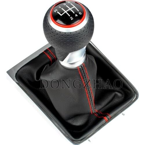 6 Speed Car Gear Stick Shift Knob Leather Boot For VW Passat B6 3C R36 TDI TFSI TSI 2006 2007 2008 2009 2010 2011 Carstyling