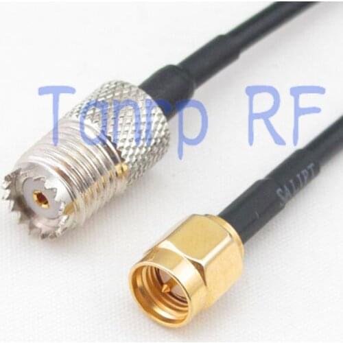 8in Mini UHF female SO-239 to SMA male plug RF connector adapter 20CM Pigtail coaxial jumper cable RG174 extension cord
