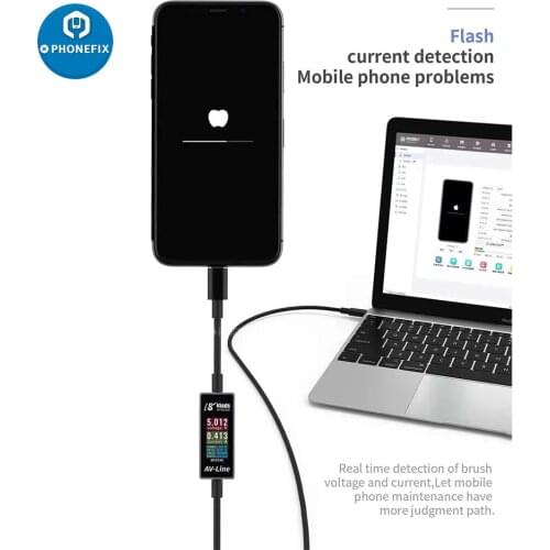 AV-Line Data Monitoring Fast Charge cable Intelligent Detection Real Time Voltage Current for iPhone/ Samsung Mobile Phone