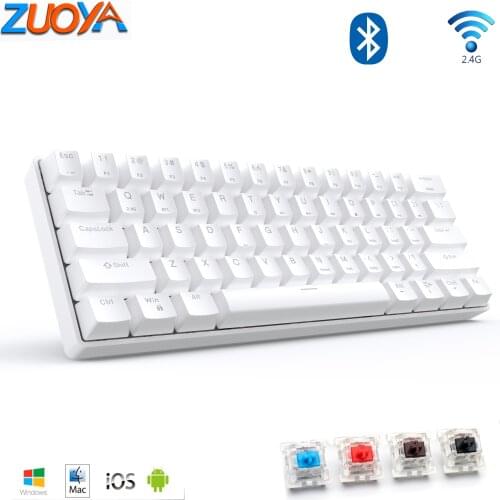 Metoo 68-Key Wireless Bluetooth 2.4Ghz Gaming Mechanical Keyboard 2-mode for Mobile Phone Tablet Notebook blue Red Brown Switch