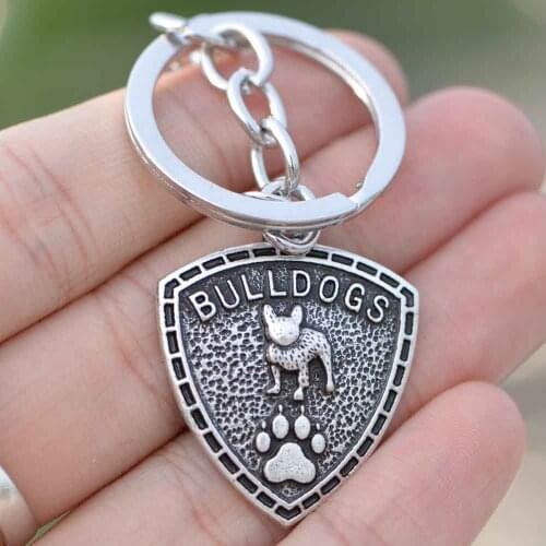 French Bulldog Keychain Bully Mom/Dad Pet Dog Lover Sympathy Gift Paw Print Silhouette Animal Frenchie Keychains