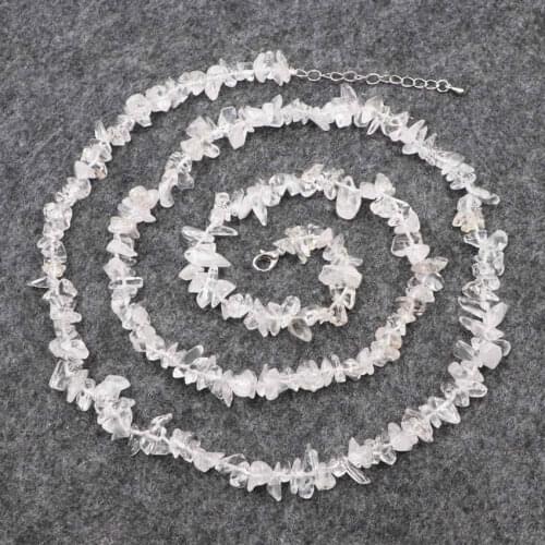 Grace Simple Beaded Necklace White Natural Crystal Stone Strand Long Chain Pendant Necklaces Wholesale Jewelry Gifts 80cm B196