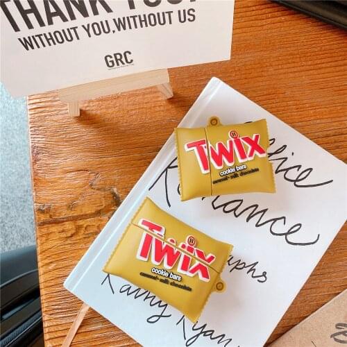 Luxury Square Twix Cookie bars Ear Earphone Case for Airpods 1 2 3 Pro Wireless bluetooth headset Chocolate Peanut Snacks Cover