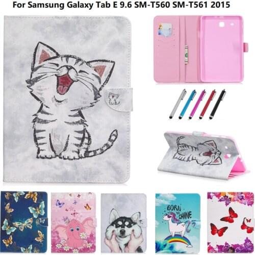 Case for Samsung Galaxy Tab E 9.6 T560 SM-T560 SM-T561 2015 Puppy Cat Unicorn Magnetic Tablet Cover for Coque Samsung Tab E Case