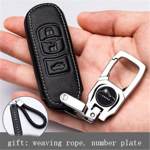 Car key case for mazda cx-5 mazda 6 gj 2017 2018 mazda 3 bm car leather key bag case cover car keychain