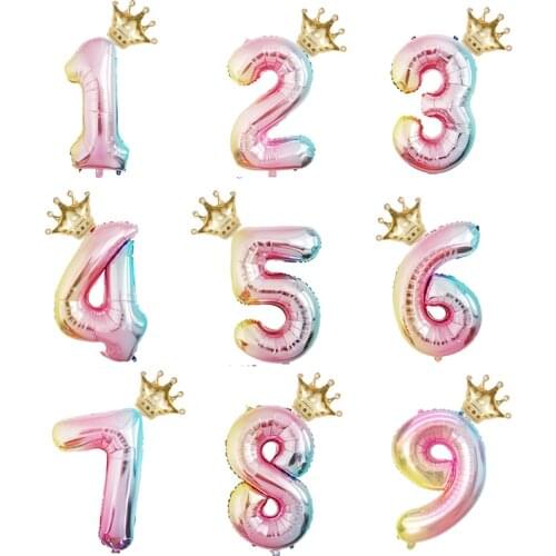 40 Inch Gradient Color Digital balloon 1 2 3 4 5 6 7 8 9 Number Balloon Birthday Party Decoration Balloon for Baby Shower Theme