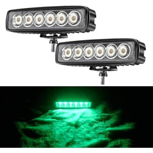 Green Led Light Bar 2PCS 18W Spot Driving Fog Light Off-road Work Light Waterproof Compatible for Jeep Boat ATV SUV Truck