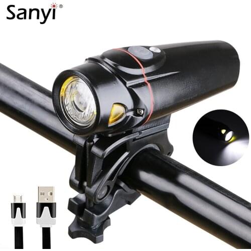 Sanyi Bike Headlight USB Rechargeable Bicycle Front Lamp LED Handlebar Flashlight 350lm MTB Road Cycling Accessories Headlight