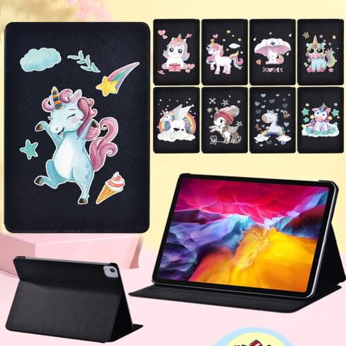 Flip Tablet Case for Apple IPad Air 4 2020 10.9 Inch Unicorn Cartoon Leather Cover Case High Quality Tablet Accessories + Stylus