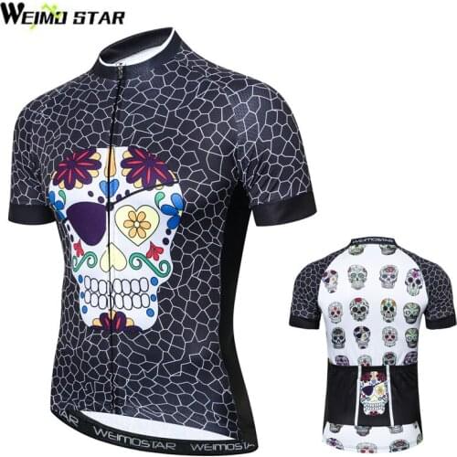 Weimostar Mens Cycling Jersey Shirt Skull Summer Breathable Bicycle Cycling Clothing Maillot Ciclismo Pro Team mtb Bike Jerseys
