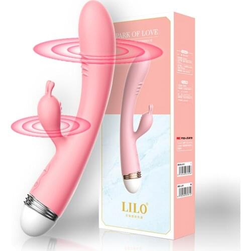 G-spot Rabbit Double Vibrator for Woman Strapon Masturbation Clitoris Stimulator Dildos Waterproof Rechargeable Adult Sex Toys