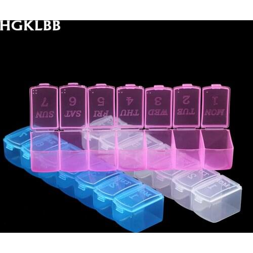 HGKLBB Plastic Rectangle 7 Slots Storage Box packaging transparent Tool Rings Jewelry box Beads Bin Case Craft Organizer Pillbox