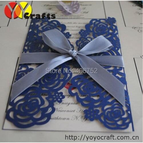 Royal sea blue wedding invitations flower wedding decoration invitation card design