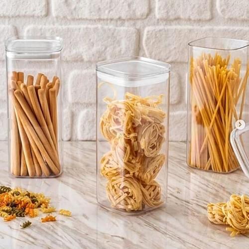 Miazze Square Supplies Storage Container Transparent Legumes Box pcs set 2100 ml