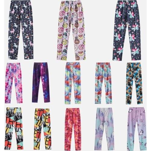 Little Girl Pencil Pants Kids Trousers Skinny Pants Baby Girls Leggings Floral Printed Unicorn Children Leggings for 2-9 Years