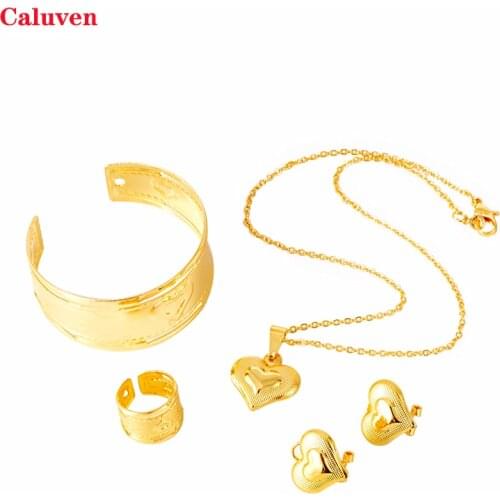 Heart Jewelry sets for baby accessories Love baby jewerly charms Kids Bangles Earring Rings Sets bridal Jewerly for Girls