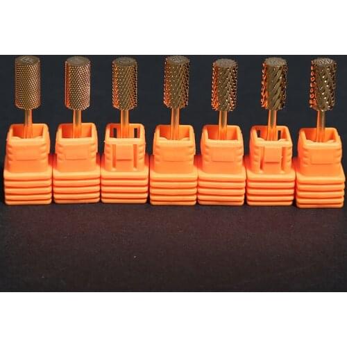 High Quality 10pcs/lot Gold Carbide Nail Drill Bits Milling Cutter For Electric Drill Manicure Pedicure Machine Device Tools