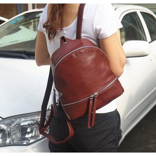 NIGEDU brand Women Backpack small vintaeg soft PU leather School Bag for girls Rucksack small Female Travel Backpacks