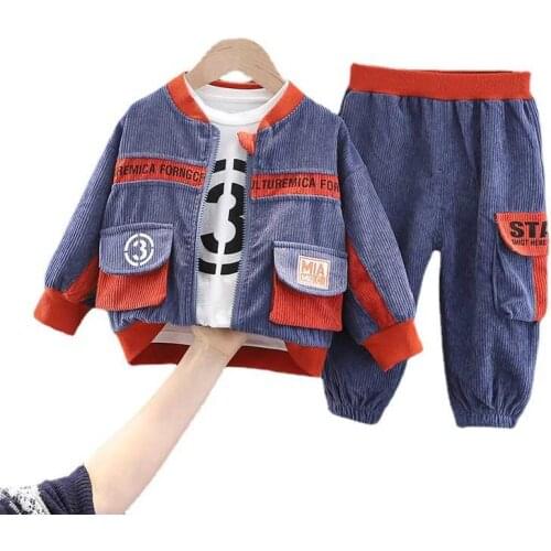 New Spring Autumn Baby Boys Girls Clothes Children Fashion Jacket T-Shirt Pants 3Pcs/Sets Toddler Sports Costume Kids Tracksuits